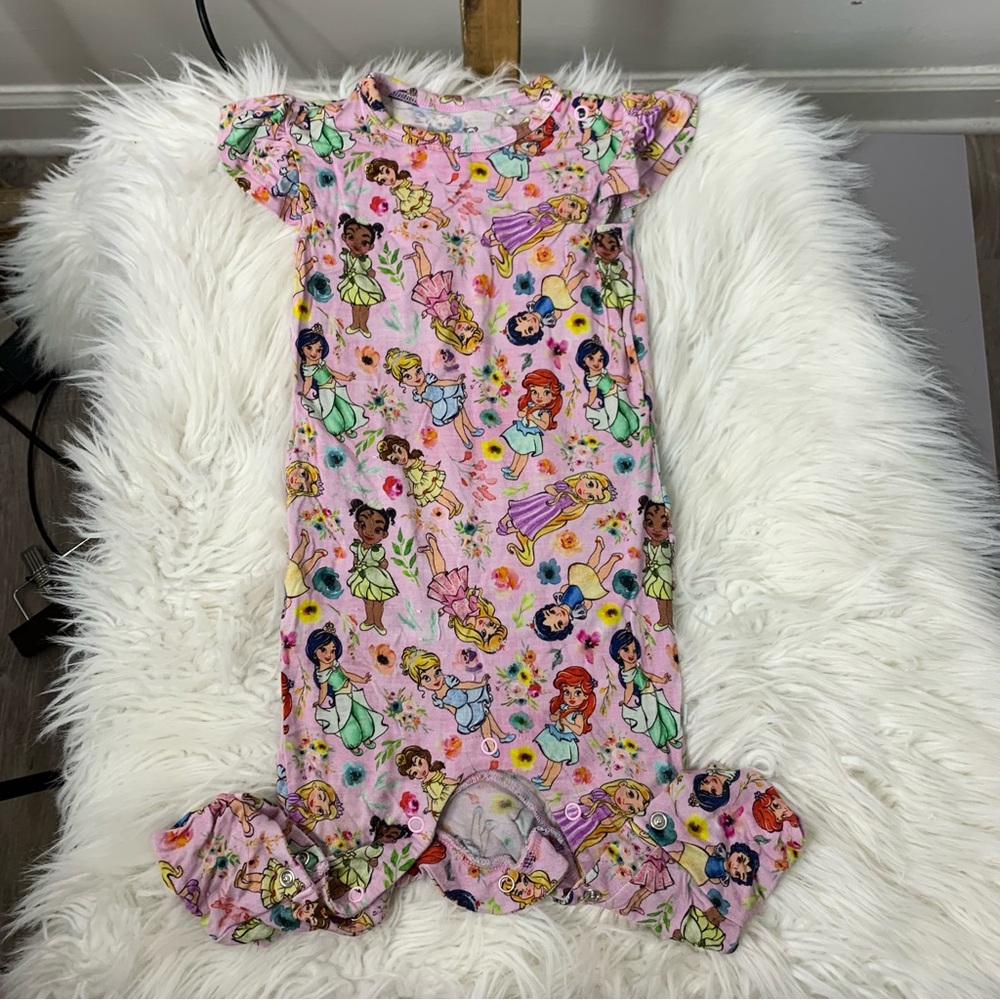 Little Snuggles Disney Pink Princess Print Ruffle Romper